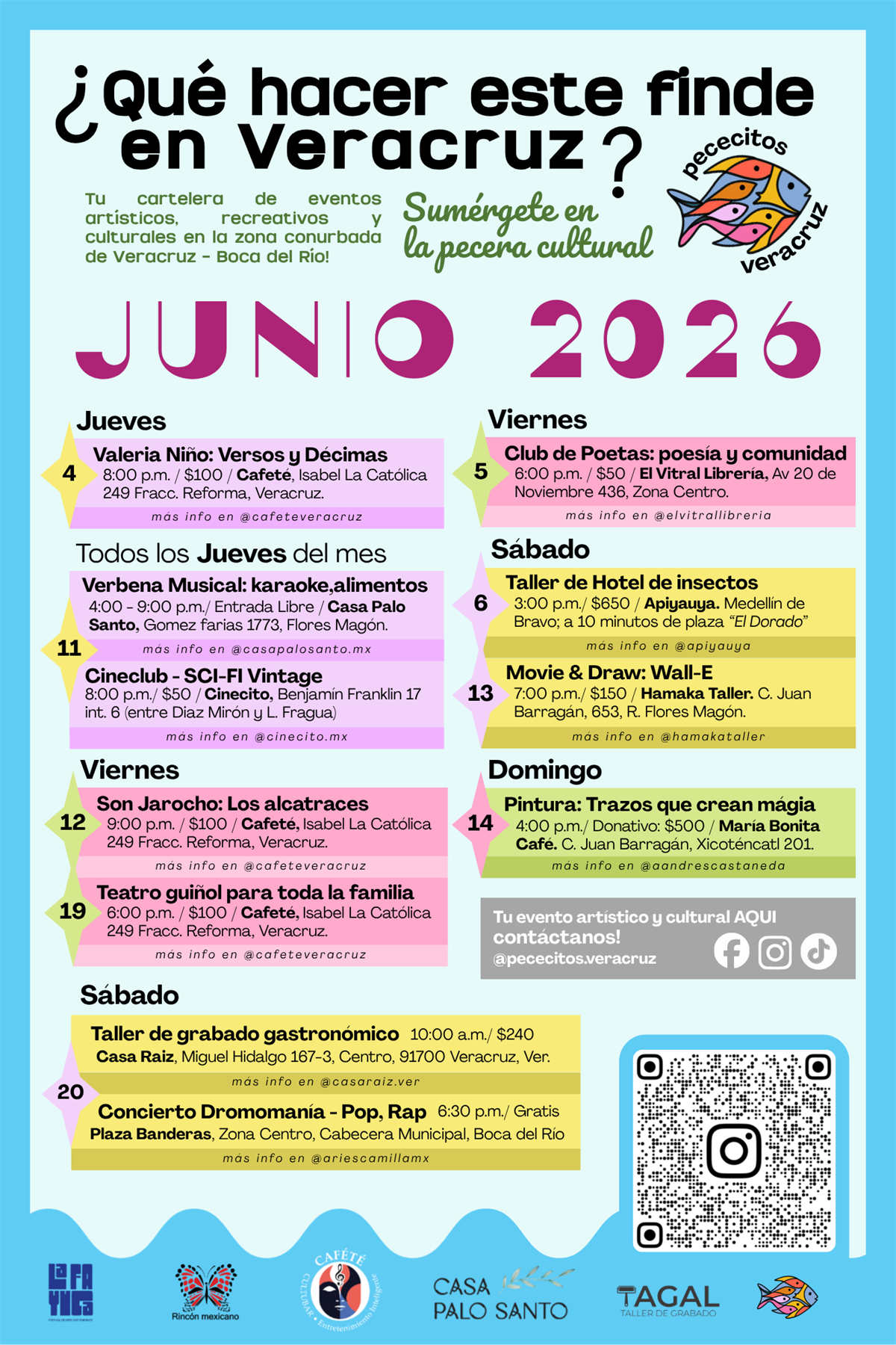 Cartelera física mensual de Pececitos Veracruz